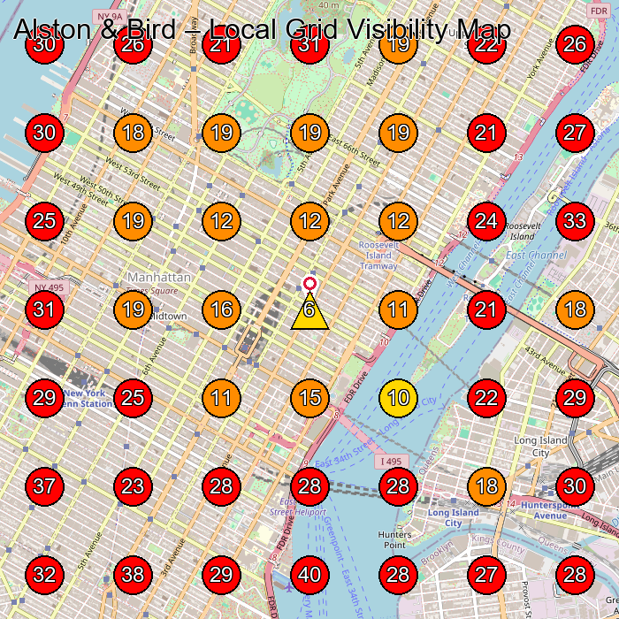 Alston & Bird GeoGrid visibility map for Law Firm in New York